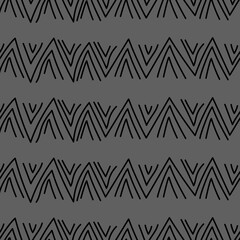 Vector. Hand drawn geometric pattern. Monochrome abstract outline chevron, checkmarks, zigzag. Repeating geometric texture, geometric shape. Mosaic abstract background. Dividers.