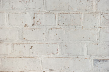 Background of a wall of old, dirty white bricks closeup
