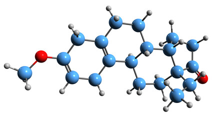  3D image of Methoxydienone skeletal formula - molecular chemical structure of  synthetic anabolic-androgenic steroid  methoxygonadiene isolated on white background
