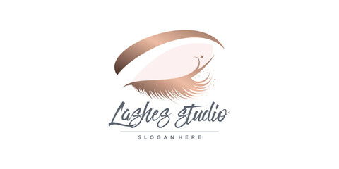 Fototapeta premium Eyelashes logo design vector with creative and unique style