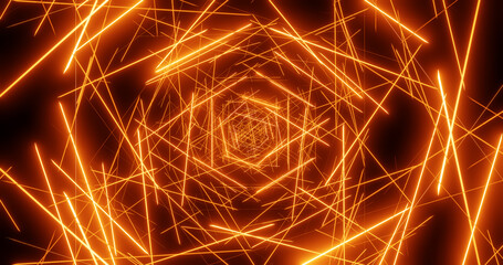 Render with many glowing orange lines