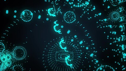 Abstract smart motorcycle consisting of glow points and lines, art of engineering. HUD Futuristic motorbike . Zoom out effect from the holographic engine. Sport, transportation and technology concept - Powered by Adobe