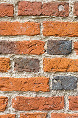 Fototapeta premium Red old worn brick wall texture background. Vintage effect.