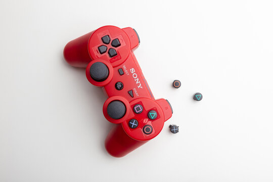 Red Wireless Playstation Dualshock 3 With Volume Buttons