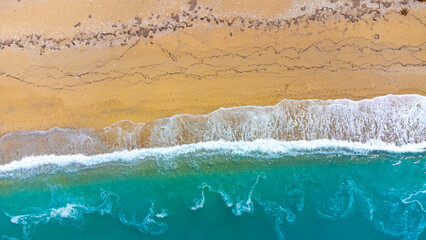 Aerial view mediterranean beach with beautifull blue water
