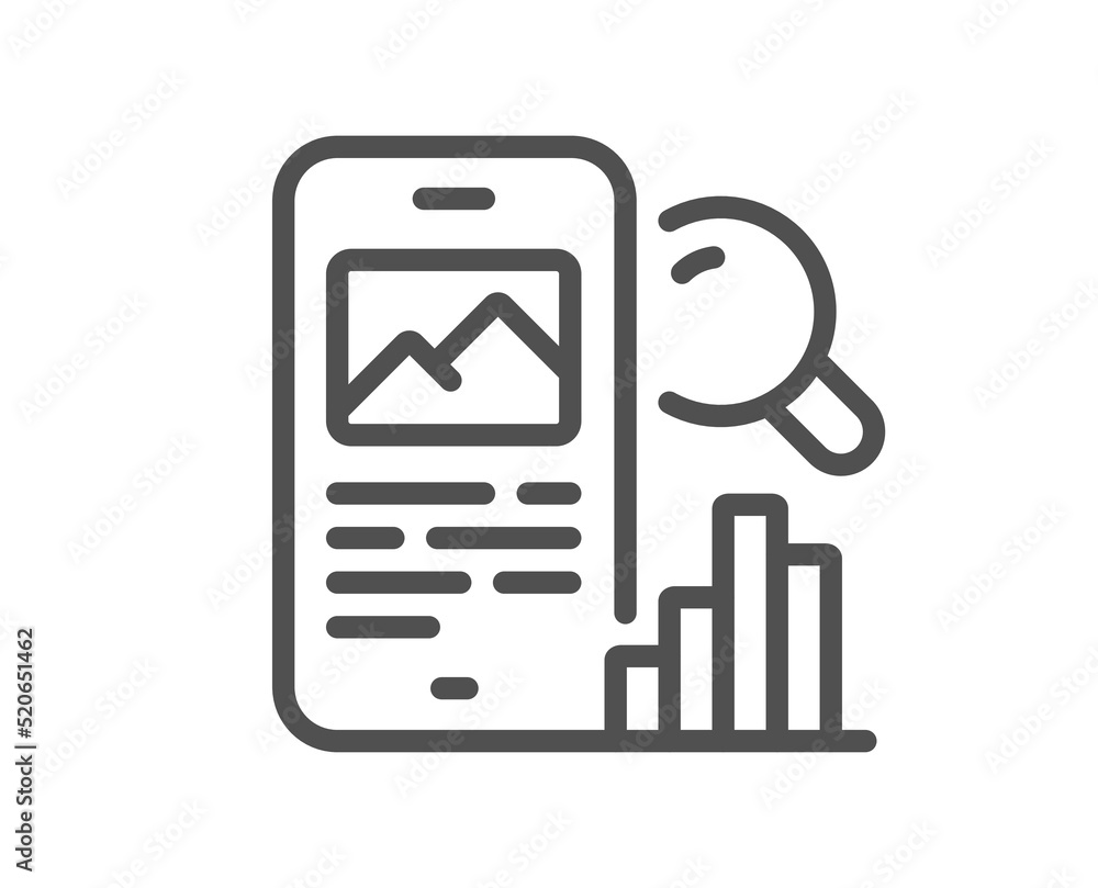 Poster phone search line icon. smartphone app sign. cellphone mobile device symbol. quality design element.