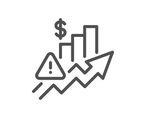 Rise price line icon. Excise duty graph sign. Tax rate or inflation symbol. Quality design element. Linear style rise price icon. Editable stroke. Vector