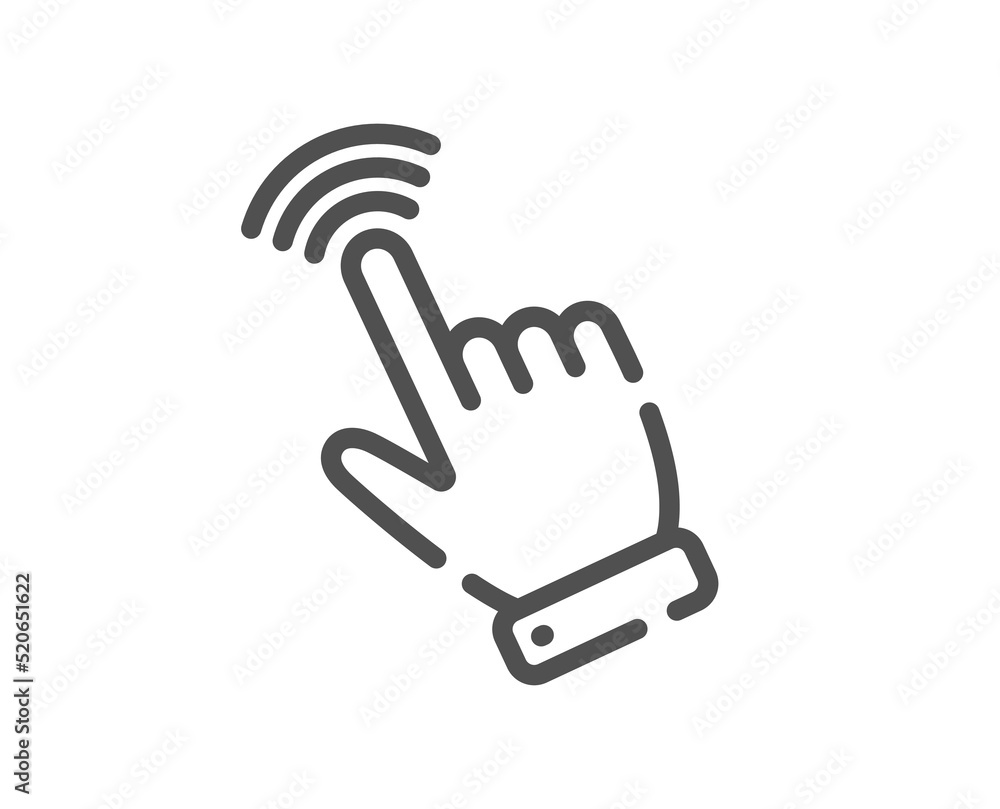 Poster hand cursor line icon. click action sign. finger pointer symbol. quality design element. linear styl