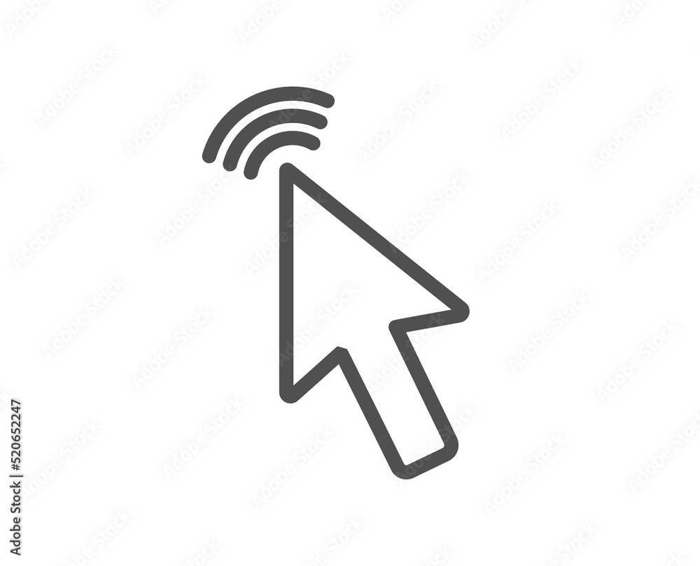 Poster mouse cursor line icon. click action sign. arrow pointer symbol. quality design element. linear styl