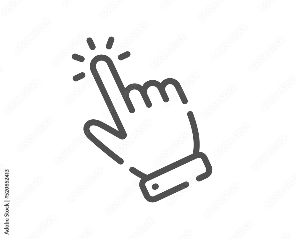 Poster hand cursor line icon. click action sign. finger pointer symbol. quality design element. linear styl