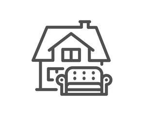 Furniture moving line icon. Home sofa sign. House couch symbol. Quality design element. Linear style furniture moving icon. Editable stroke. Vector