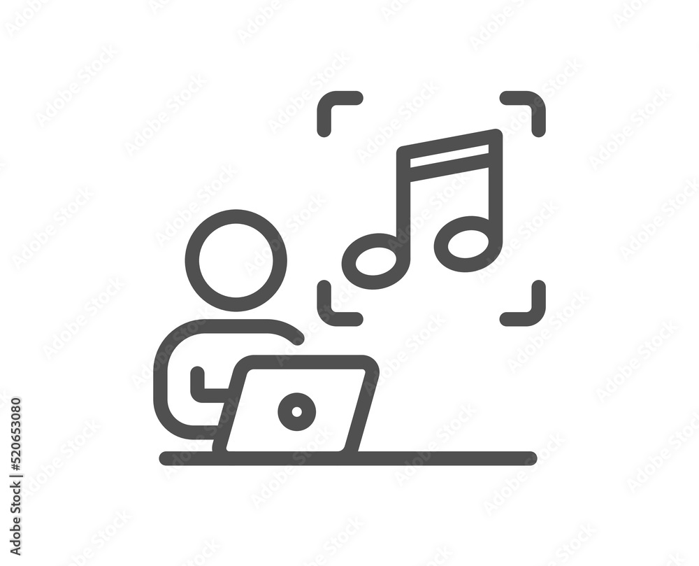 Poster music line icon. studio record sign. listen audio symbol. quality design element. linear style music