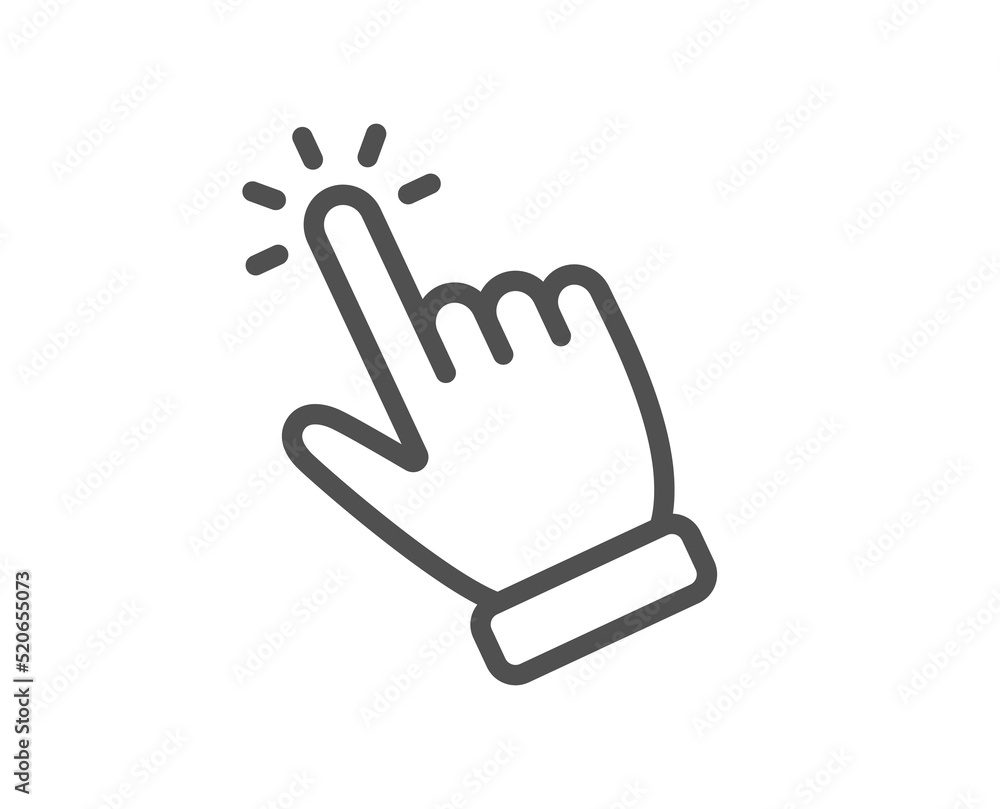 Poster hand cursor line icon. click action sign. finger pointer symbol. quality design element. linear styl