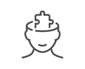 Mental conundrum line icon. Psychology therapy sign. Brain puzzle symbol. Quality design element. Linear style mental conundrum icon. Editable stroke. Vector