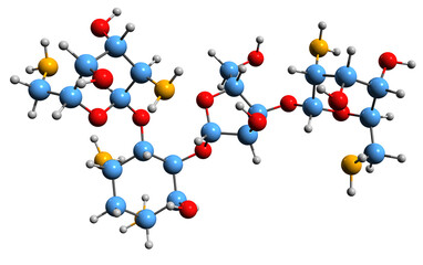 3D image of Neomycin C skeletal formula - molecular chemical structure of aminoglycoside antibiotic isolated on white background