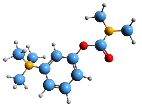 3D image of Neostigmine skeletal formula - molecular chemical structure of medication isolated on white background
