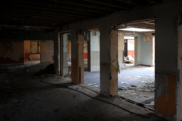 Interior of run down abandoned building