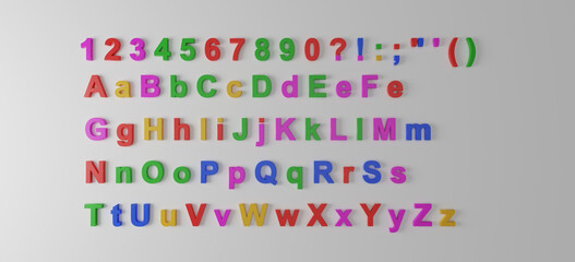 Colorful fridge magnet alphabet letters