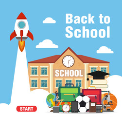 Back to school. Modern concept flat banner design or back to school promotion