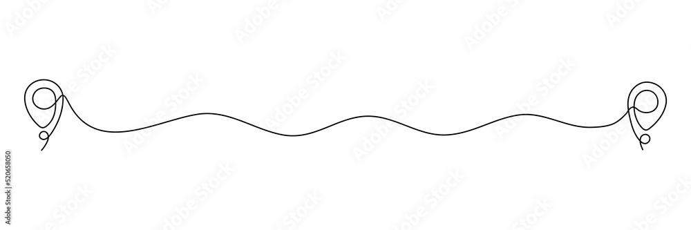 Poster location pointer continuous one line drawing. gps navigation line route mark. vector illustration is