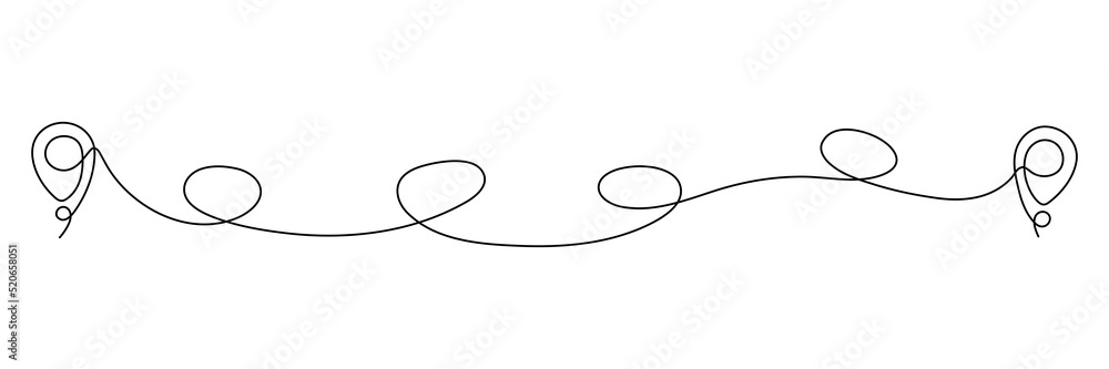 Poster location pointer continuous one line drawing. gps navigation line route mark. vector illustration is