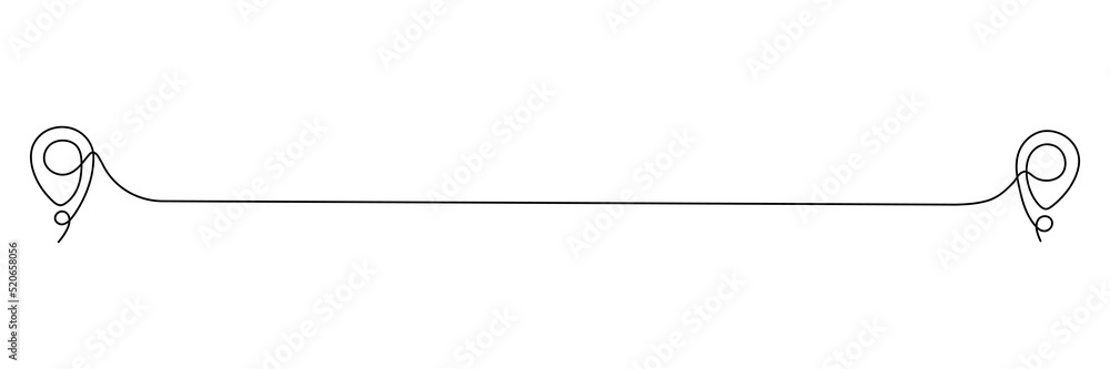 Poster location pointer continuous one line drawing. gps navigation line route mark. vector illustration is