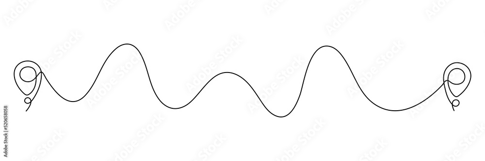 Poster location pointer continuous one line drawing. gps navigation line route mark. vector illustration is