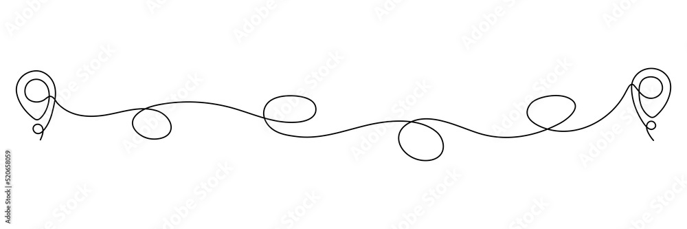 Poster location pointer continuous one line drawing. gps navigation line route mark. vector illustration is