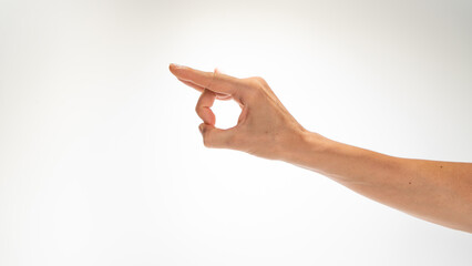 women's hand gesture slitban on white background