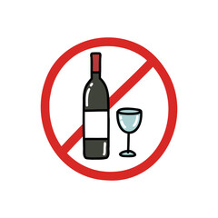 no drinking sign doodle icon, vector color line illustration