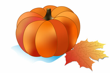 pumpkin with leaves