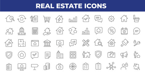 Real Estate thin line icons Vector illustration
