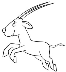Cartoon antelope for coloring page.