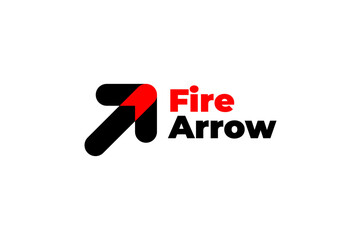 abstract flat tech fire arrow modern logo design