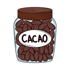 jar with cacao seeds