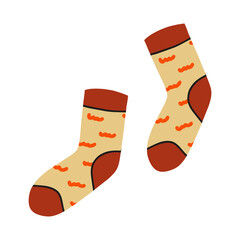 Lovely printed socks. Stylish underwear. Fashionable accessories. Shoes. Hand drawn vector color fashion illustration. flat design