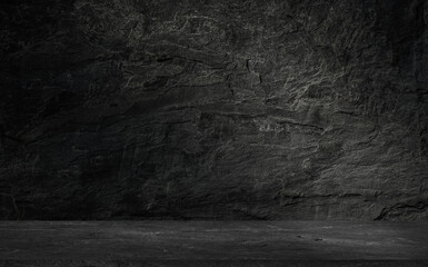 stone floor and wall backgrounds, dark room, interior, display product. 