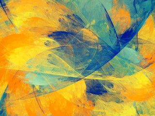 blue and yellow abstract fractal background 3d rendering illustration