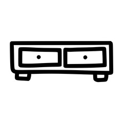 simple drawer with double storage hand drawn doodle outline vector template illustration