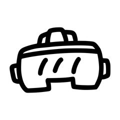 front view of virtual reality glasses hand drawn doodle outline vector template illustration