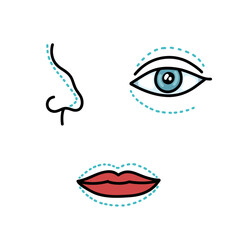 cosmetic face procedures doodle icon, vector color line illustration