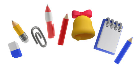 A set of stationery items for school and office