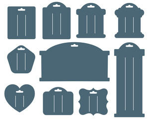 Hair bow display cards with holes. Accessory templates. Vector set.