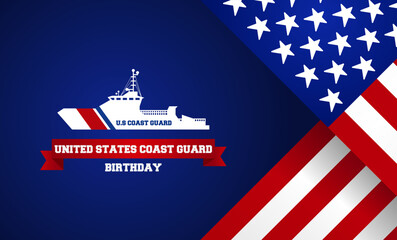 Happy birthday United States Coast Guard theme vector illustration. Suitable for Poster, Banners, background and greeting card. 