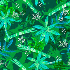 Abstract green tropical Seamless pattern