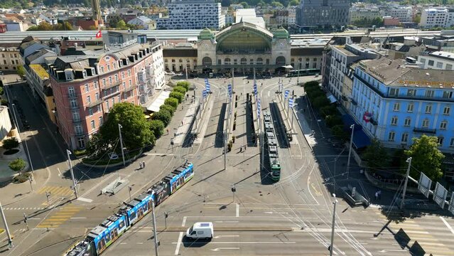 Basel SBB Central Railway station in the city center of Basel Switzerland - travel photography