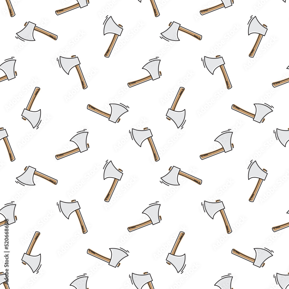 Poster firefighter axe pattern repeat seamless in cute doodle style for any design. vector geometric illust