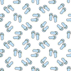 Colorful flip-flops pattern. Seamless texture with cute flip-flops in doodle style. Isolated on white background
