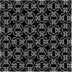 Black and white abstract geometric seamless pattern with wavy shapes, and curved lines. Simple monochrome texture. Op art graphic background. Repeat design for decor, cover, print.