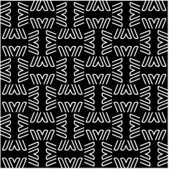 Black and white abstract geometric seamless pattern with wavy shapes, and curved lines. Simple monochrome texture. Op art graphic background. Repeat design for decor, cover, print.